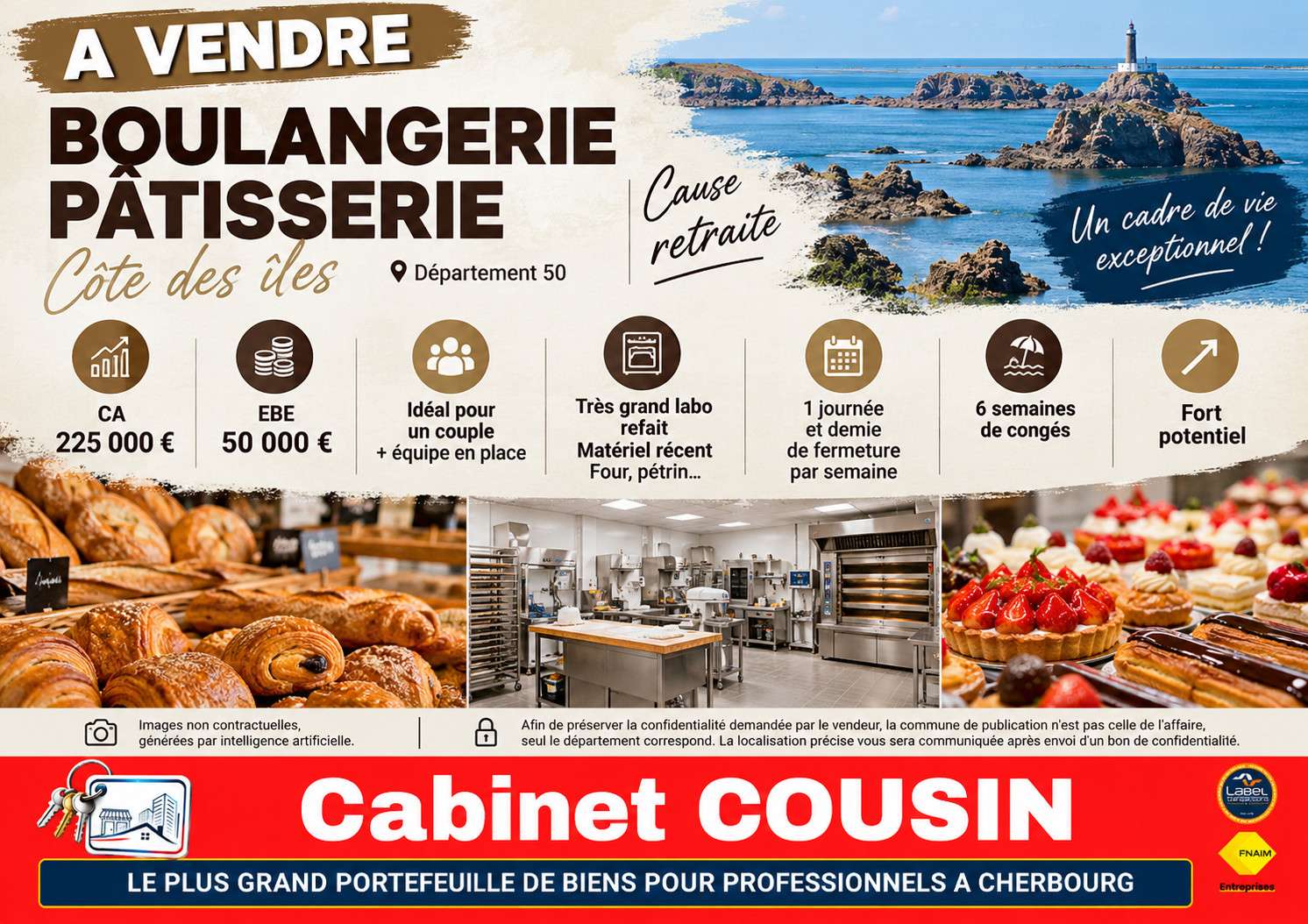 Vente boulangerie pâtisserie Côte des Îles 50