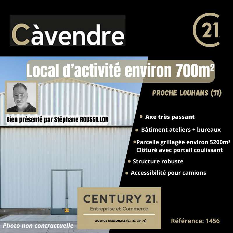 Vente local d'activité 700m² proche Louhans