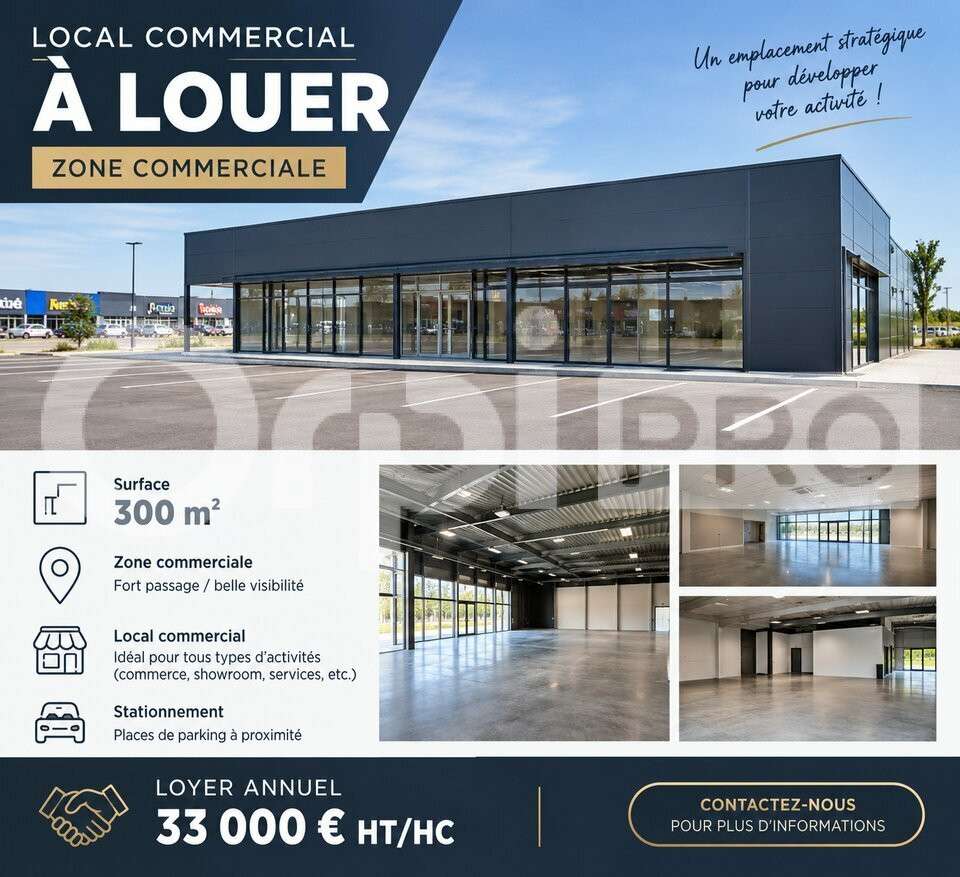 Local commercial 300m² à louer à Domérat