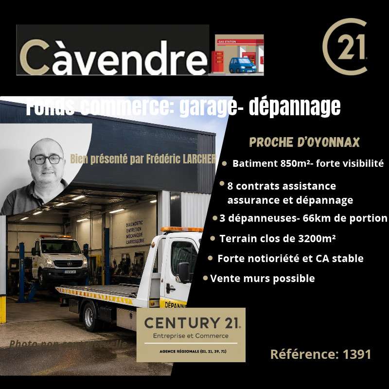 Vente FDC garage dépannage proche d'Oyonnax