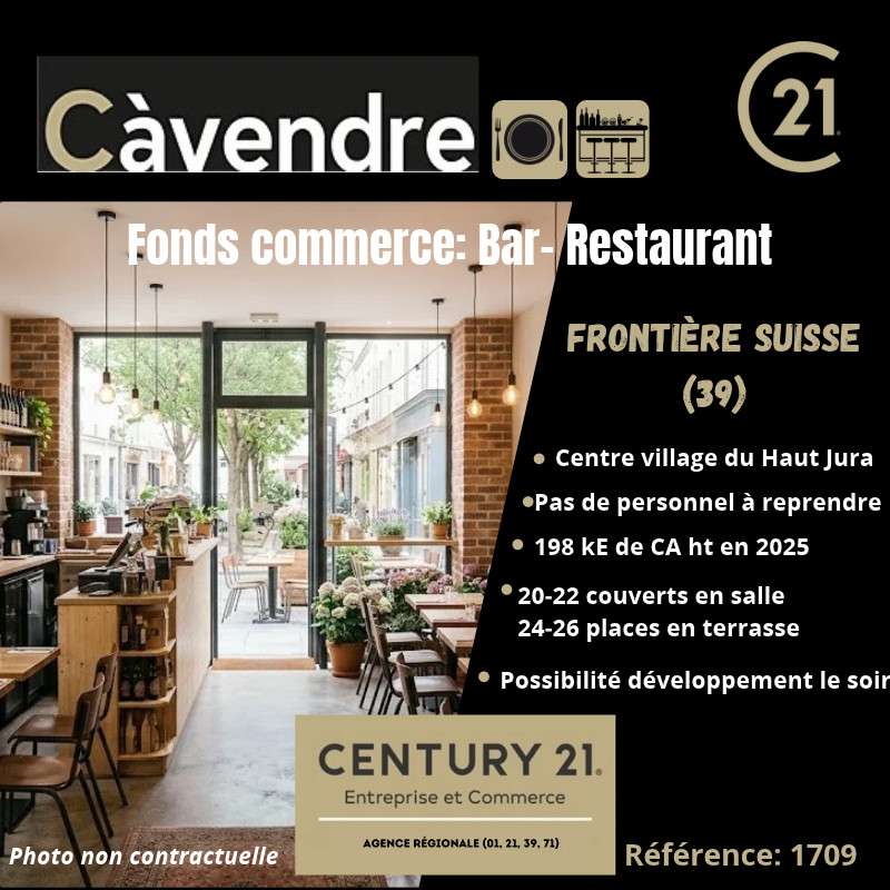 Vente restaurant licence 4 Jura Frontière Suisse