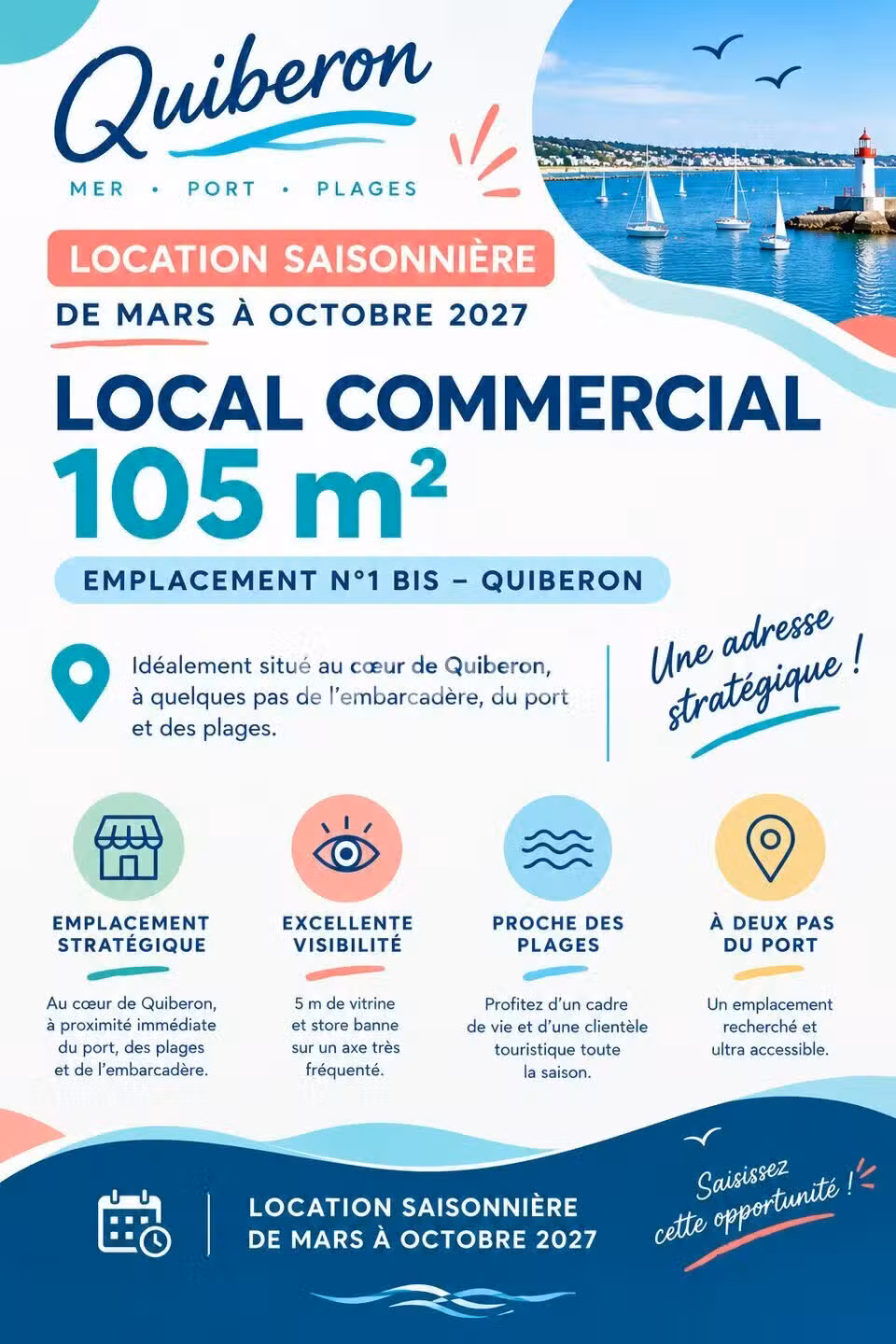 A louer local commercial 105m² empl N°1 à Quiberon