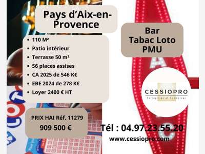 A vendre bar tabac loto PMU terrasse à Aix en Pce