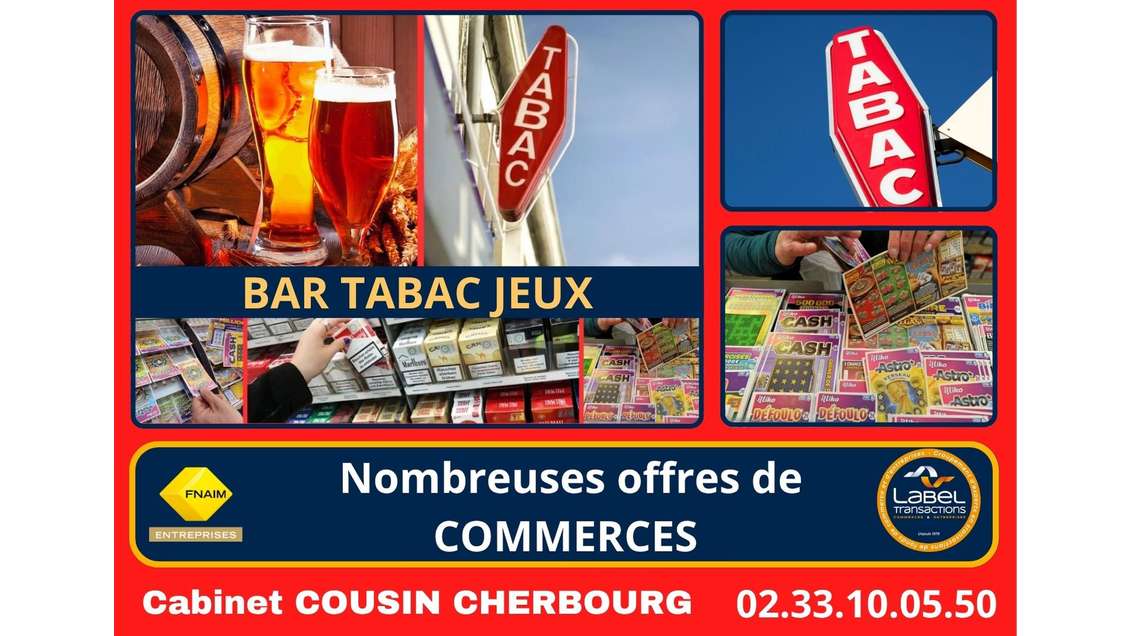 Vente bar tabac jeux ville très prisée Sud Manche