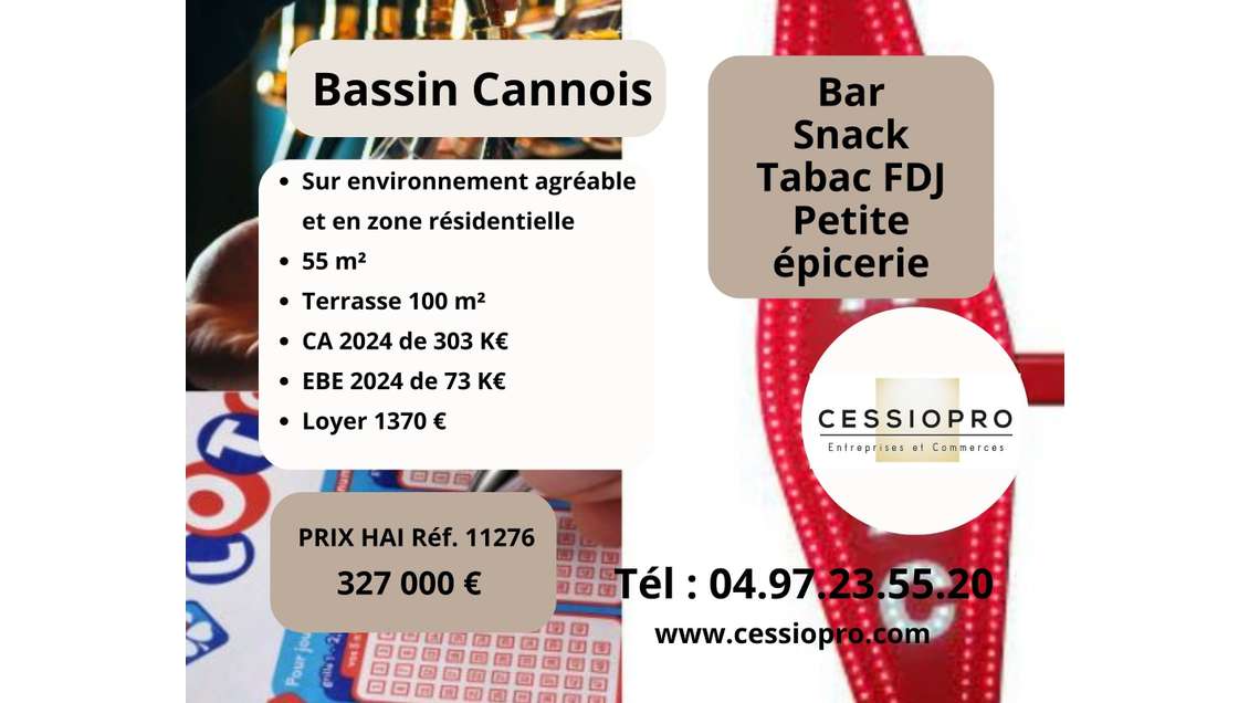 Bar (lic 3) snack tabac FDJ presse Bassin Cannois
