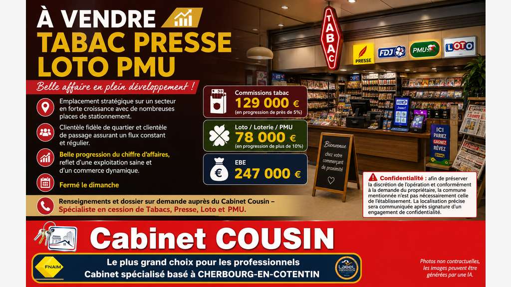 Vente Tabac Presse Loto Jeux en développement 50