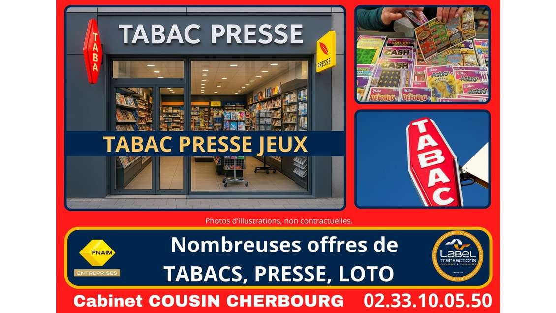 Vente tabac presse jeux loto à Cherbourg
