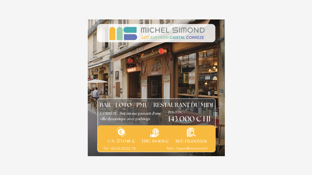 Vente bar PMU et restauration du midi en Corrèze