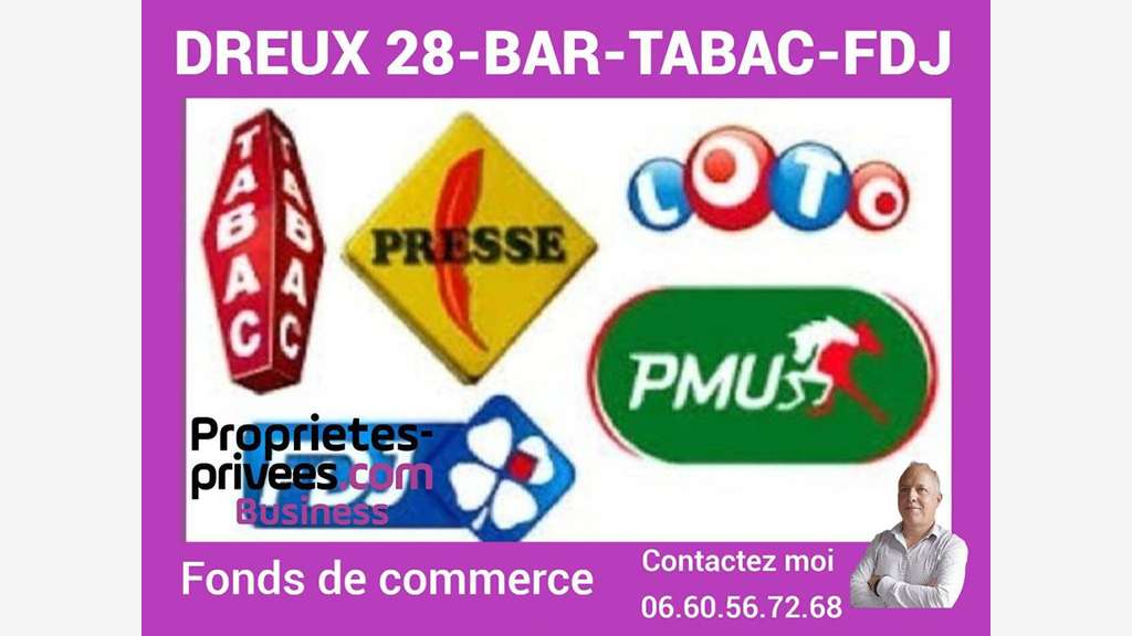 Vente bar tabac jeux FDJ sur bel empl à Dreux