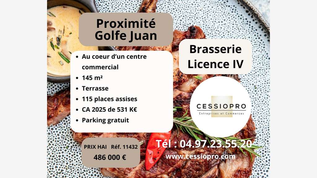Brasserie licence 4 centre commercial Golfe Juan