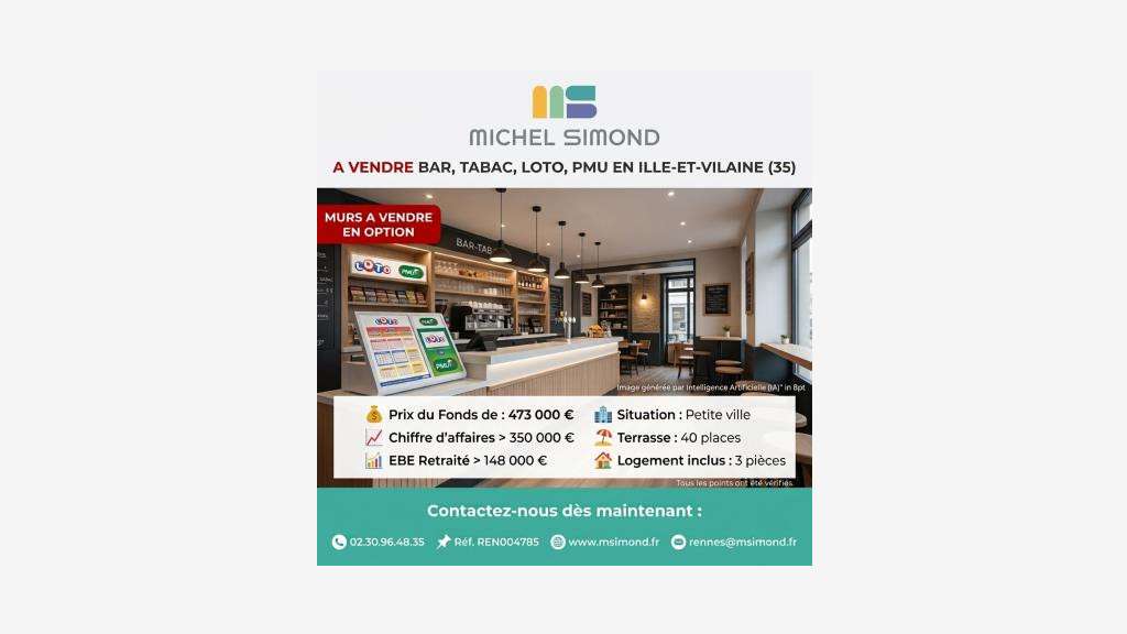 Vente bar tabac loto PMU aux portes de Rennes