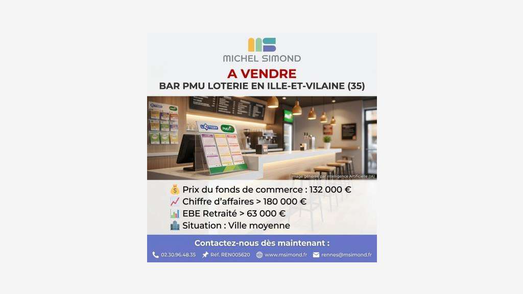 AV bar PMU loterie avec CA. ht > 180K€ dans le 35