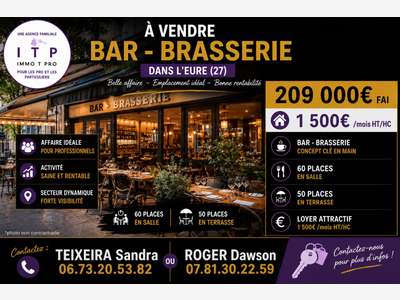 Cède magnifique bar brasserie d'angle les Authieux