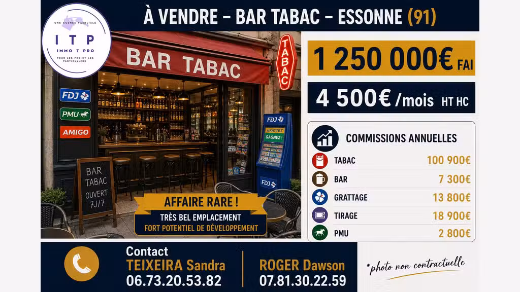 Magnifique bar tabac FDJ PMU axe très passant 91