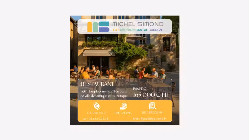 Vente restaurant licence IV au cœur d’une ville 46
