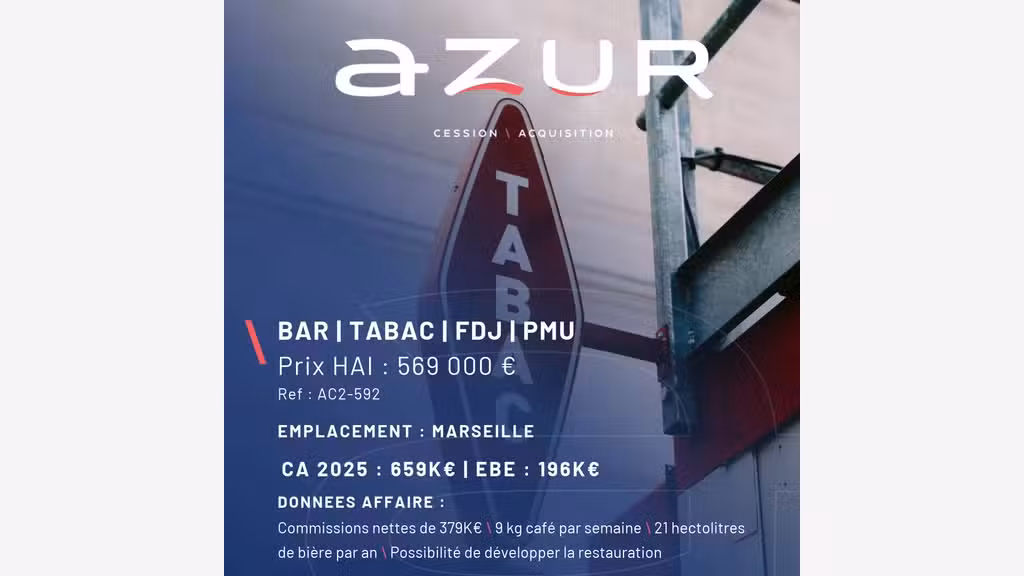 VENTE Bar Tabac FDJ PMU Marseille Centre