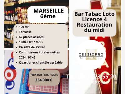 Vente bar tabac loto restaurant du midi Marseille
