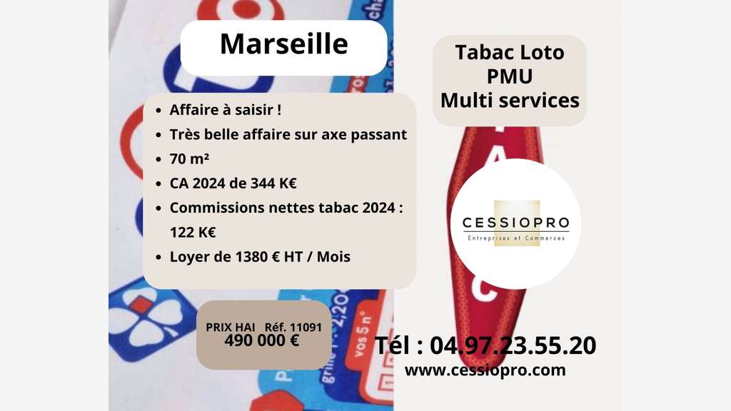 A vendre très beau FDC tabac loto PMU à Marseille