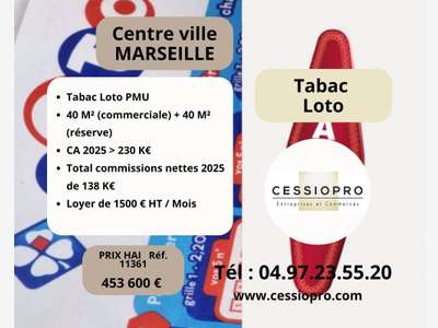 A vendre beau FDC tabac loto en centre Marseille
