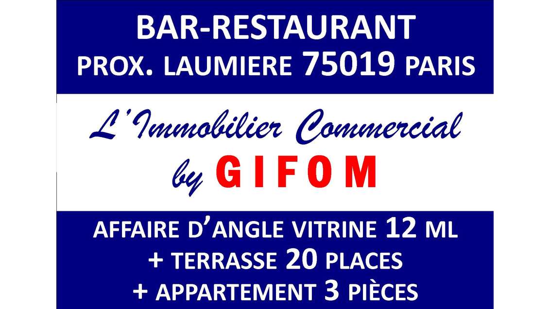 Exclu AV bar restaurant Licence IV appart. 75019