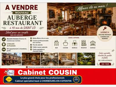 Vente restaurant bel appartement à 10 min Saint Lô