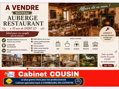 Vente restaurant bel appartement à 10 min Saint Lô
