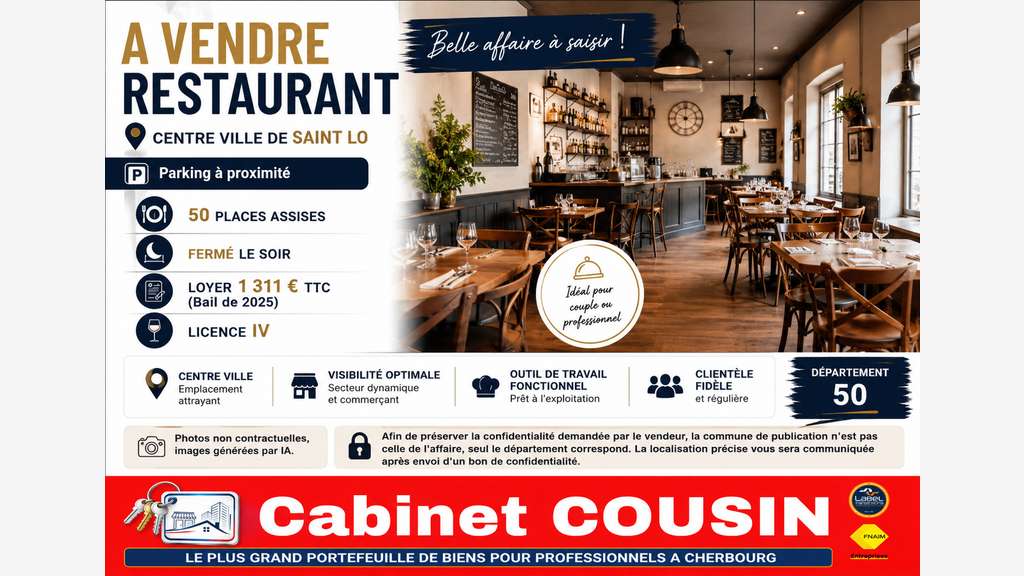 Vente restaurant dans le centre ville de Saint Lô