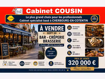 AV bar crêperie centre ville très touristique 50