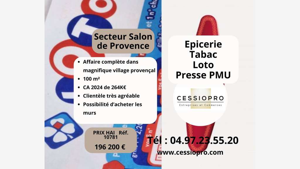 Vente épicerie tabac loto PMU presse Salon de Pce