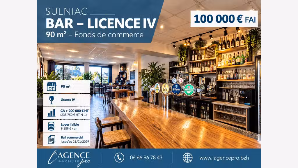A vendre bar Lic IV de 90m² à Sulniac Loyer 750€