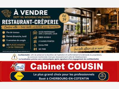 Vente restaurant crêperie empl N°1 à Valognes 