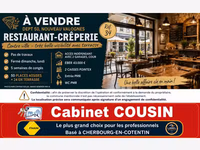 Vente restaurant crêperie empl N°1 à Valognes 