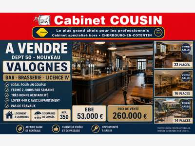 Vente bar tabac jeux brasserie secteur Valognes