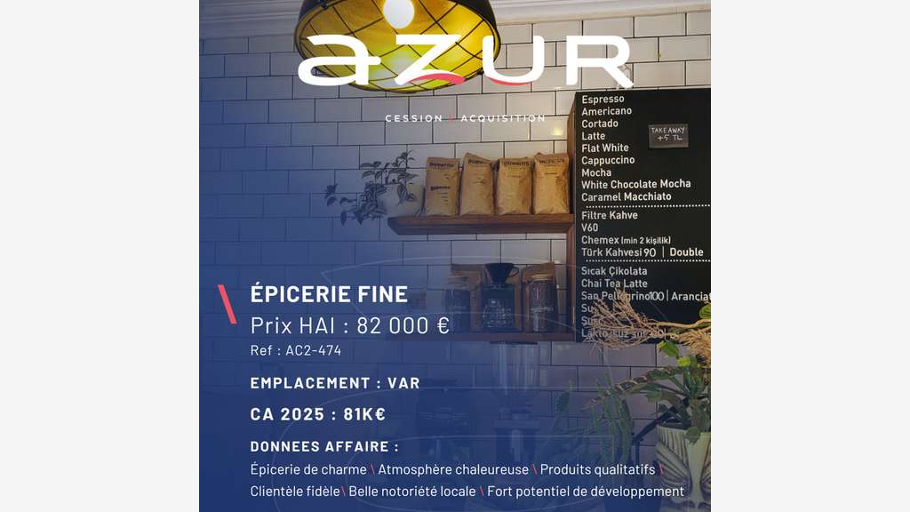 VENTE Epicerie fine de charme à fort potentiel