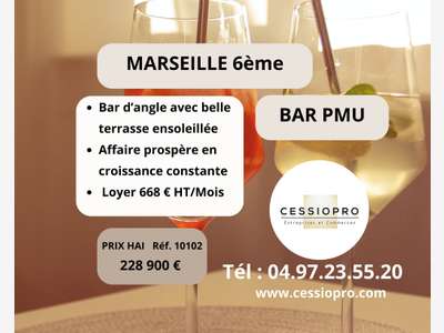Vente bar PMU avec terrasse à Marseille 13006
