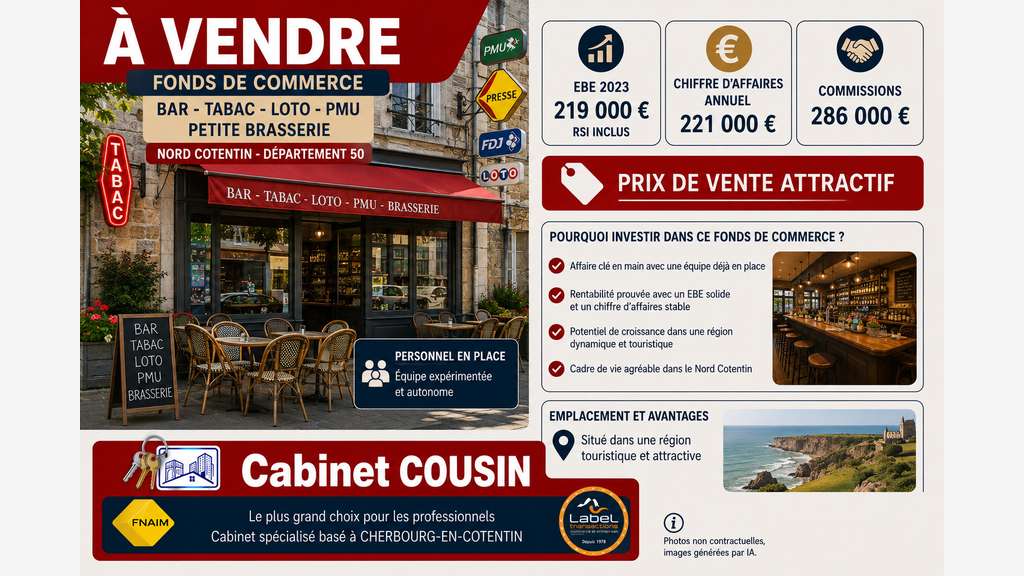 Vente bar brasserie tabac à Cherbourg en Cotentin