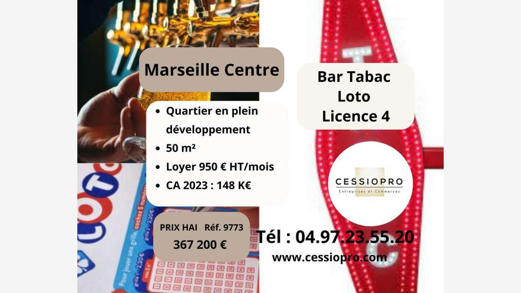 Vente bar tabac lic 4 loto bimbeloteries Marseille
