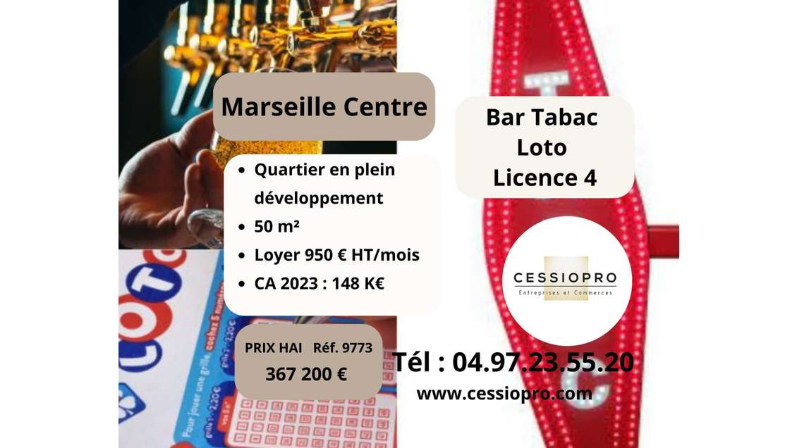 Vente bar tabac lic 4 loto bimbeloteries Marseille