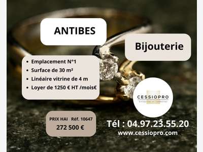 Vente bijouterie emplacement N°1 à Antibes centre