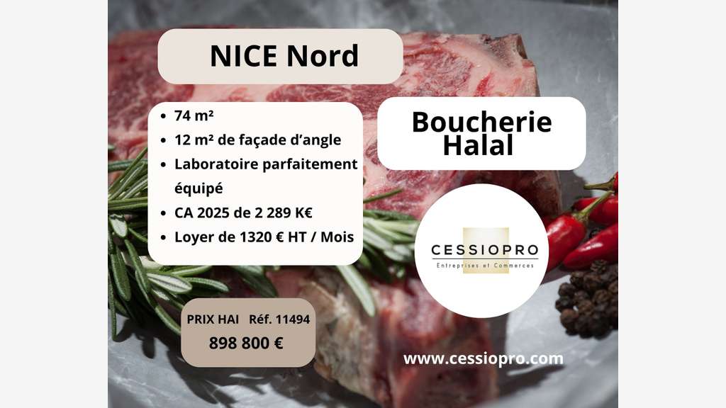 AV boucherie halal d'angle 2 millions € de CA Nice
