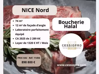 AV boucherie halal d'angle 2 millions € de CA Nice
