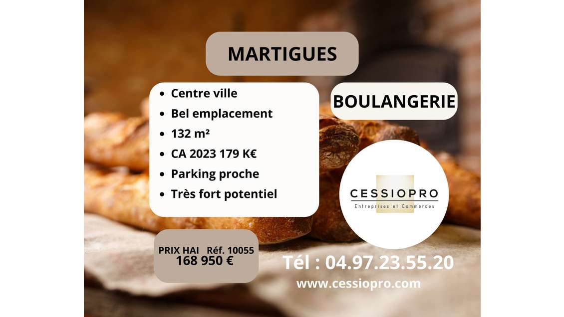 Vente boulangerie en centre-ville de Martigues