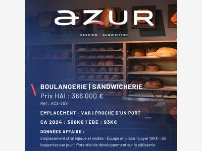 VENTE Boulangerie Sandwicherie dans le Var