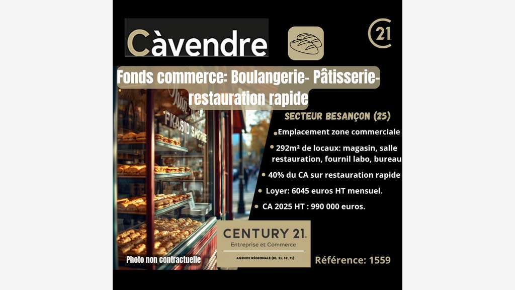 Vente boulangerie pâtisserie dans Grand Besançon