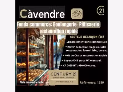 Vente boulangerie pâtisserie dans Grand Besançon