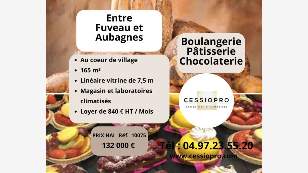 Vente boulangerie pâtisserie chocolaterie Auriol