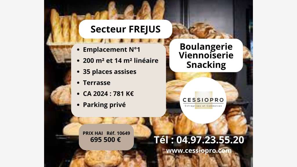 Vente boulangerie viennoiserie snacking à Fréjus
