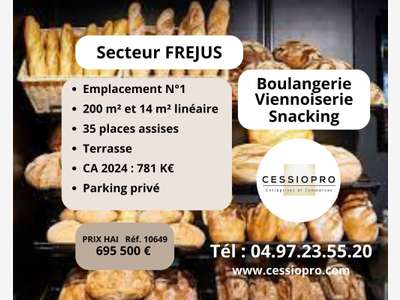 Vente boulangerie viennoiserie snacking à Fréjus