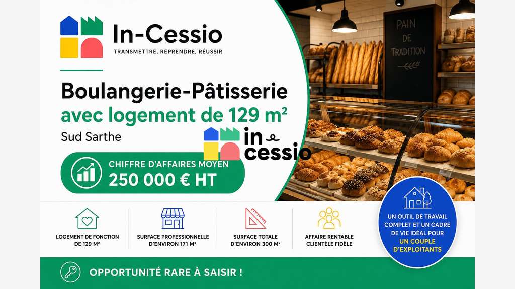 Vente belle boulangerie-pâtisserie log à Guécélard