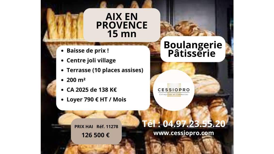 Vente boulangerie pâtisserie fine à Lambesc